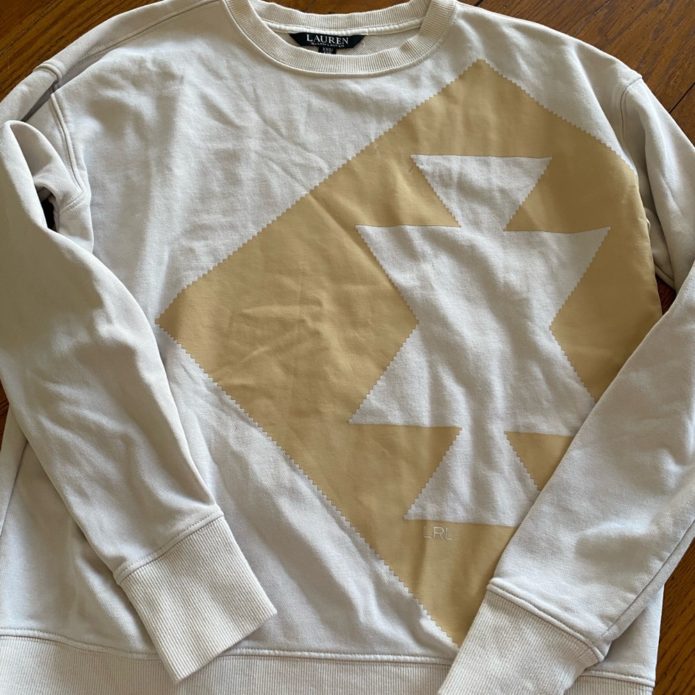 Lauren Ralph Lauren Cream and Tan Crewneck Sweater